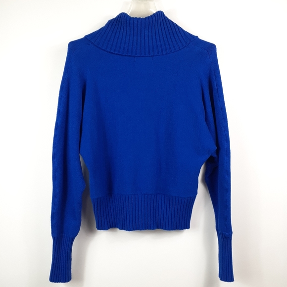INC Blue Cowl Neck Fold Over Turtleneck Dolman Cro - Picture 10 of 11